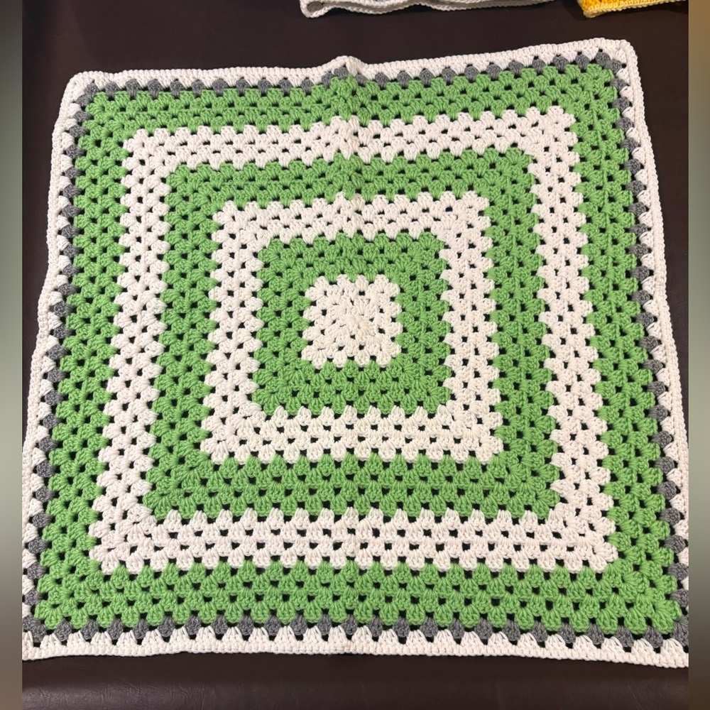 💥Buy 2 Get 1 Free💥 Green and White Crochet Car Seat Blanket